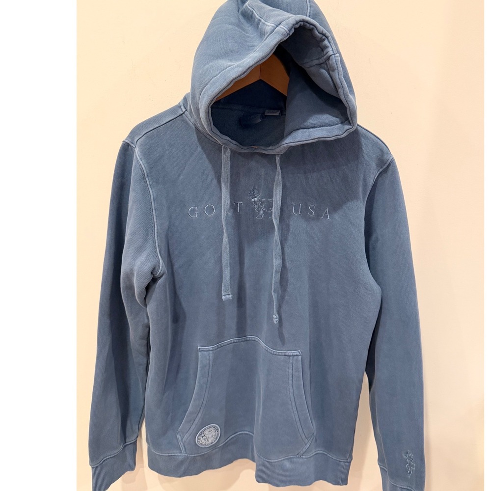 GOAT USA Mens Blue Embroidered Fleece Hoodie Sweatshirt GU-0312 Size M
